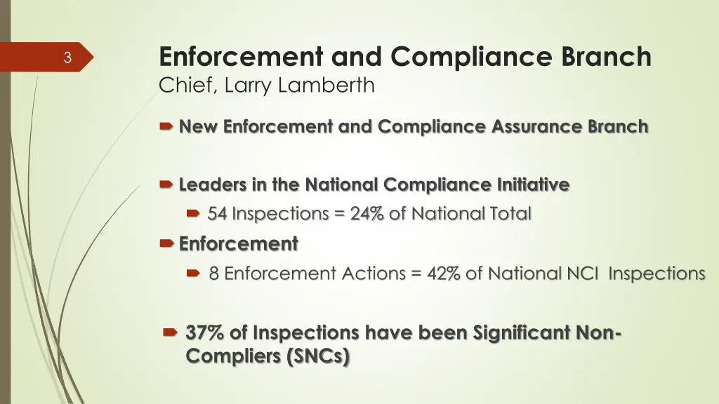 enforcement and compliance branch chief larry