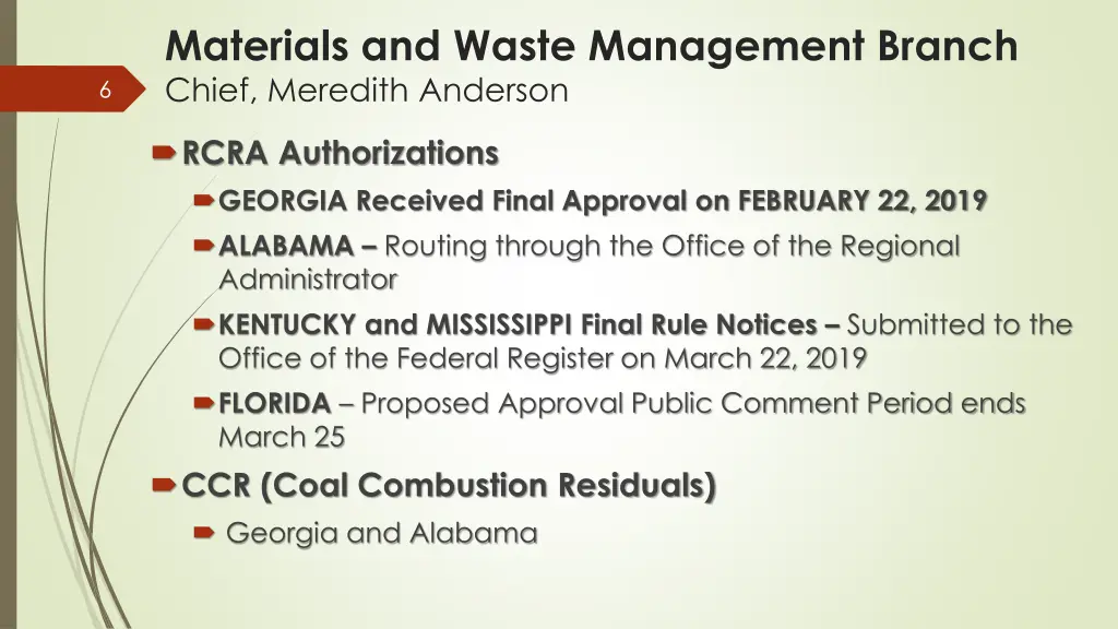 materials and waste management branch chief