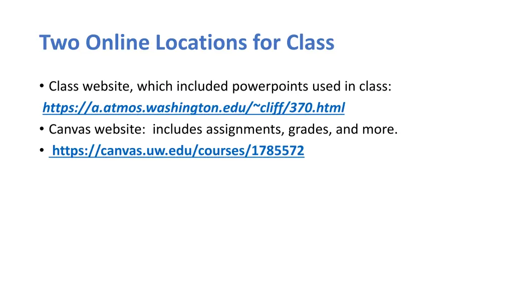 two online locations for class