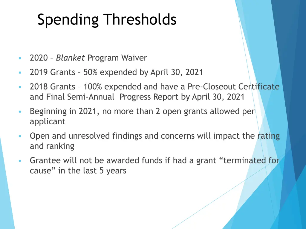 spending thresholds