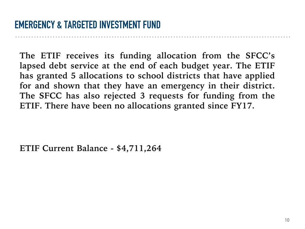 emergency targeted investment fund