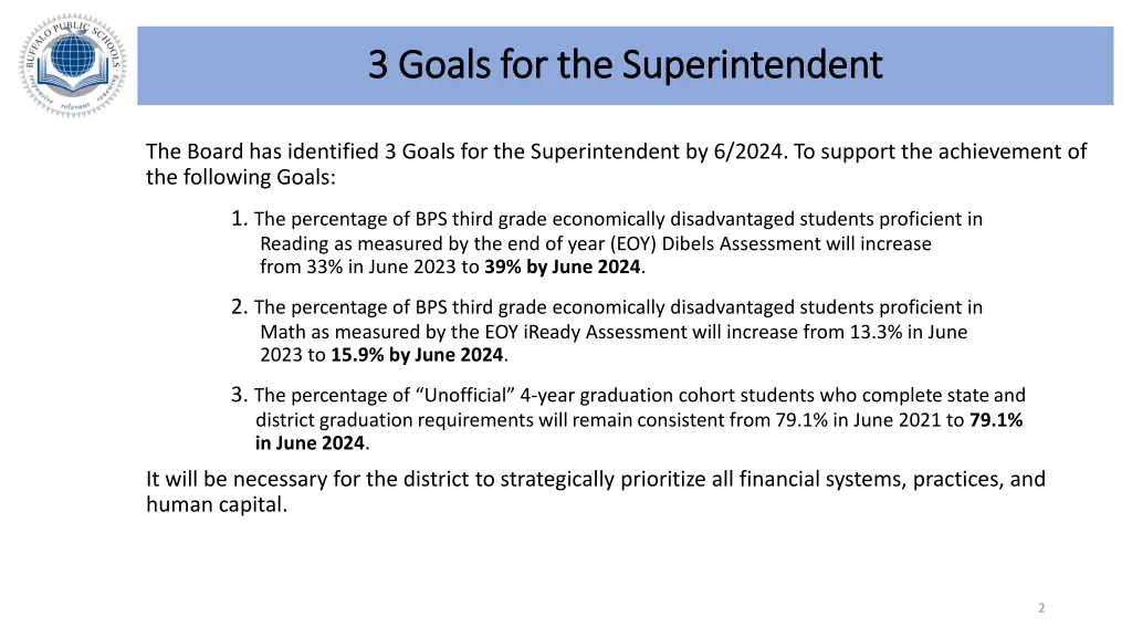 3 goals for the superintendent 3 goals