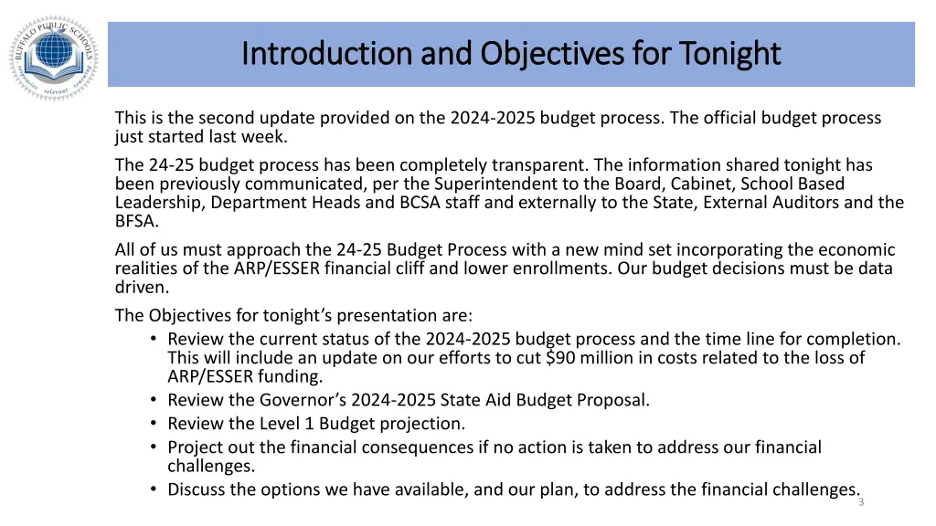 introduction and objectives for tonight