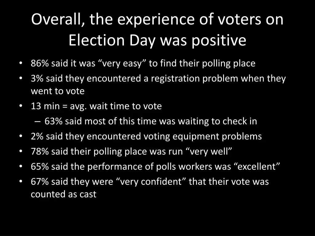 overall the experience of voters on election