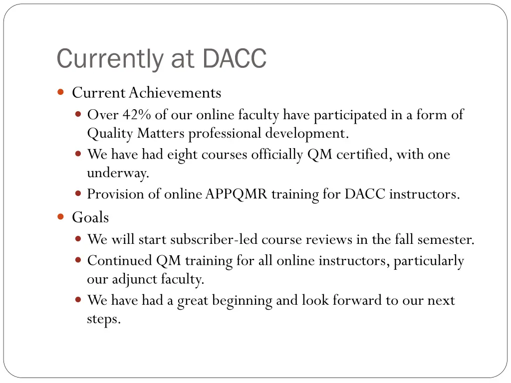 currently at dacc