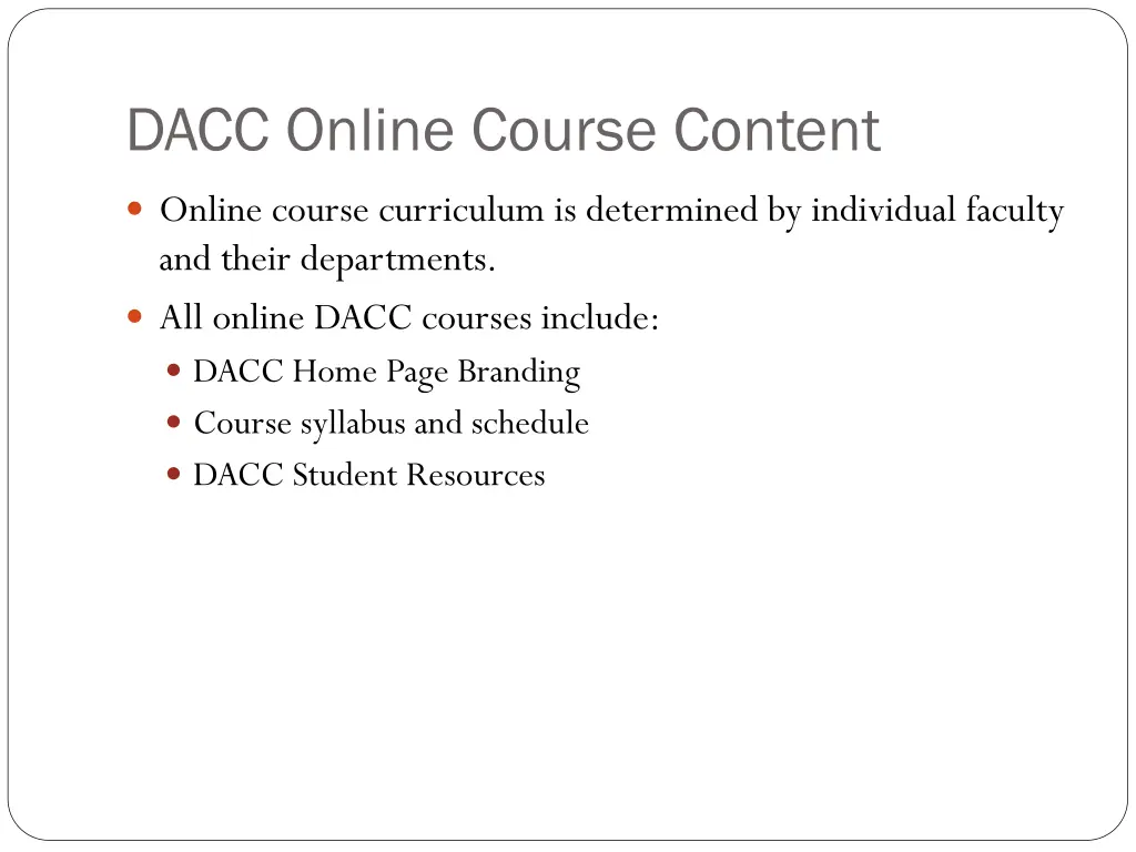 dacc online course content