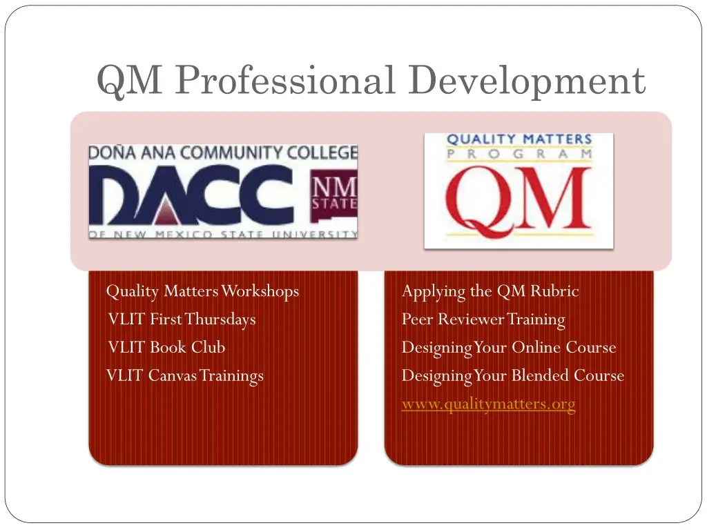 qm professional development