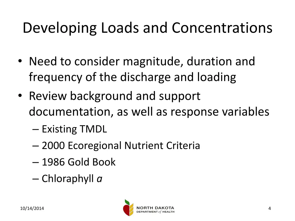 developing loads and concentrations 1