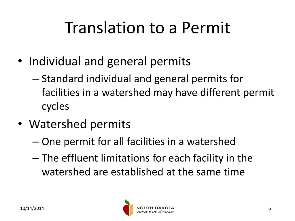 translation to a permit