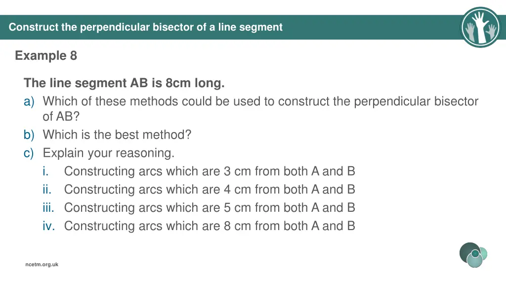 construct the perpendicular bisector of a line 2