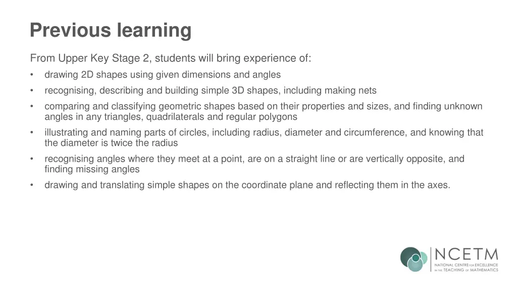 previous learning