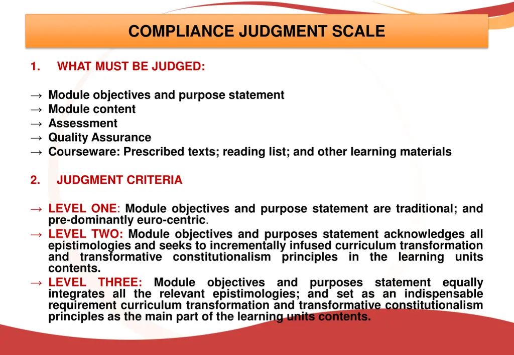 compliance judgment scale