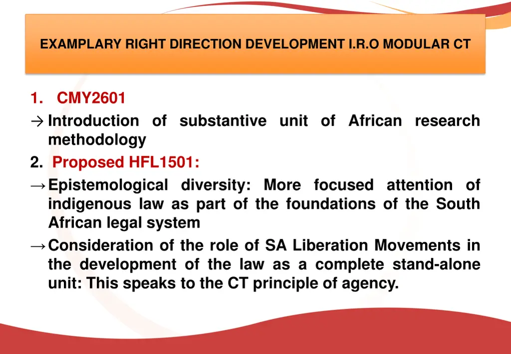examplary right direction development
