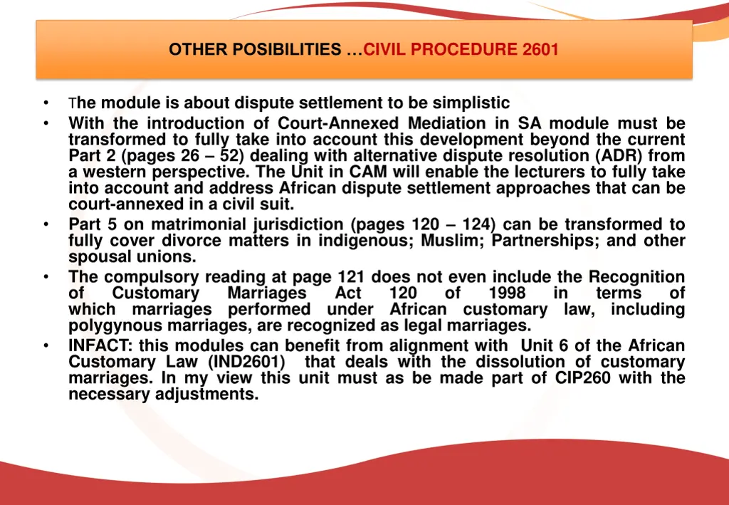 other posibilities civil procedure 2601