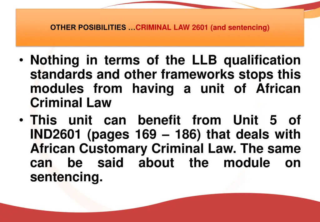 other posibilities criminal law 2601