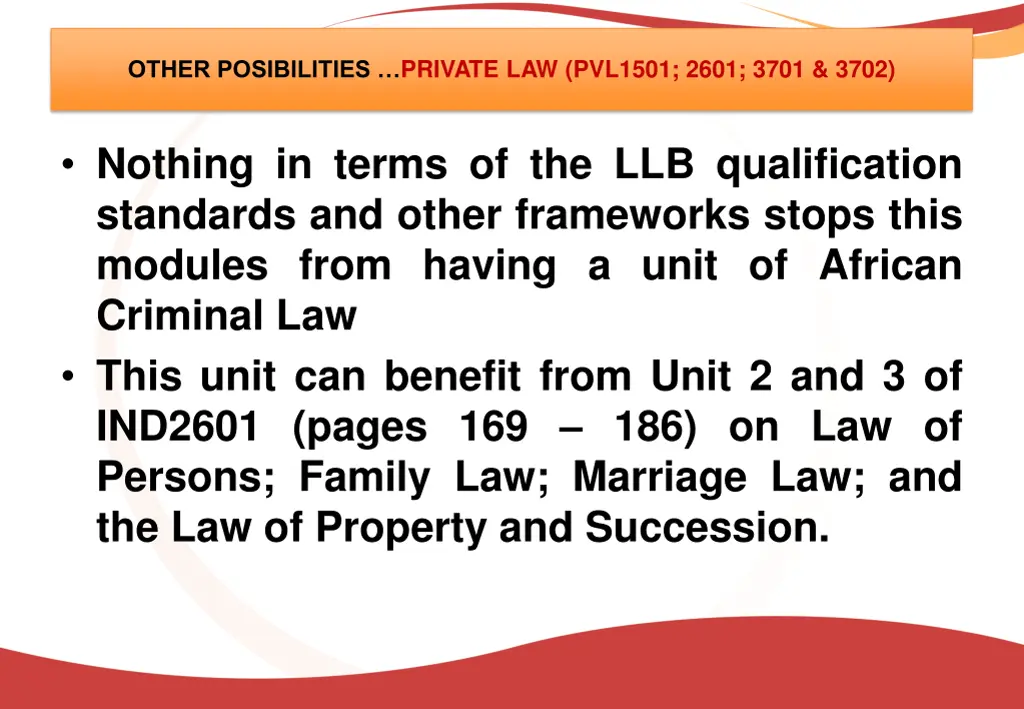 other posibilities private law pvl1501 2601 3701