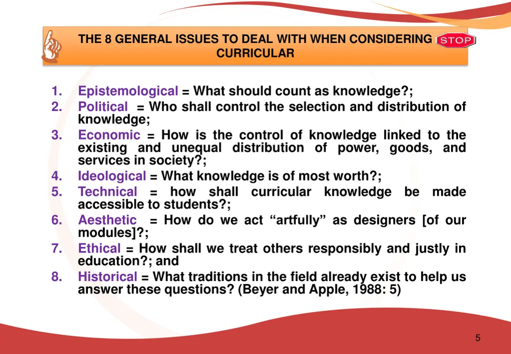 the 8 general issues to deal with when