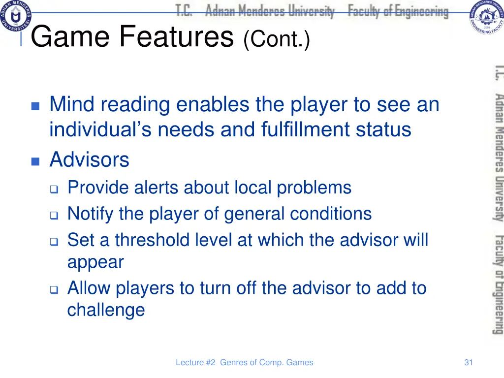 game features cont 9