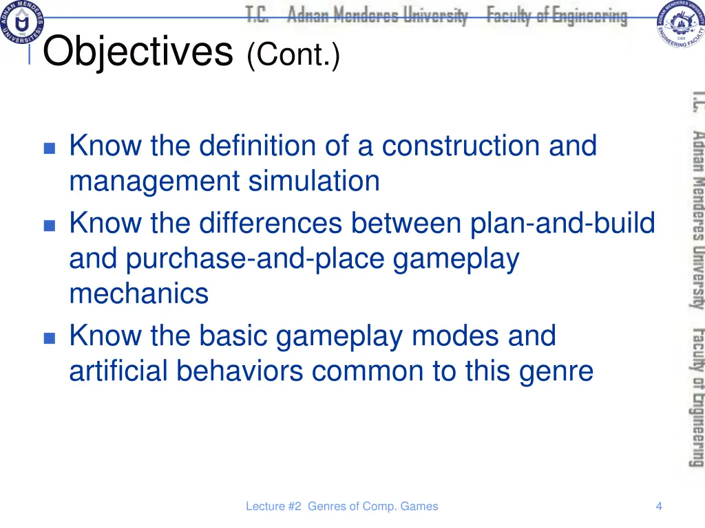 objectives cont 1