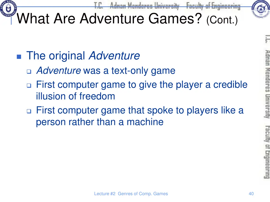 what are adventure games cont