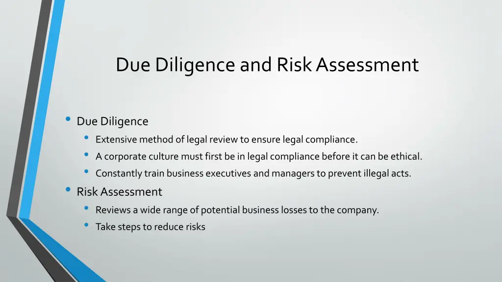 due diligence and risk assessment