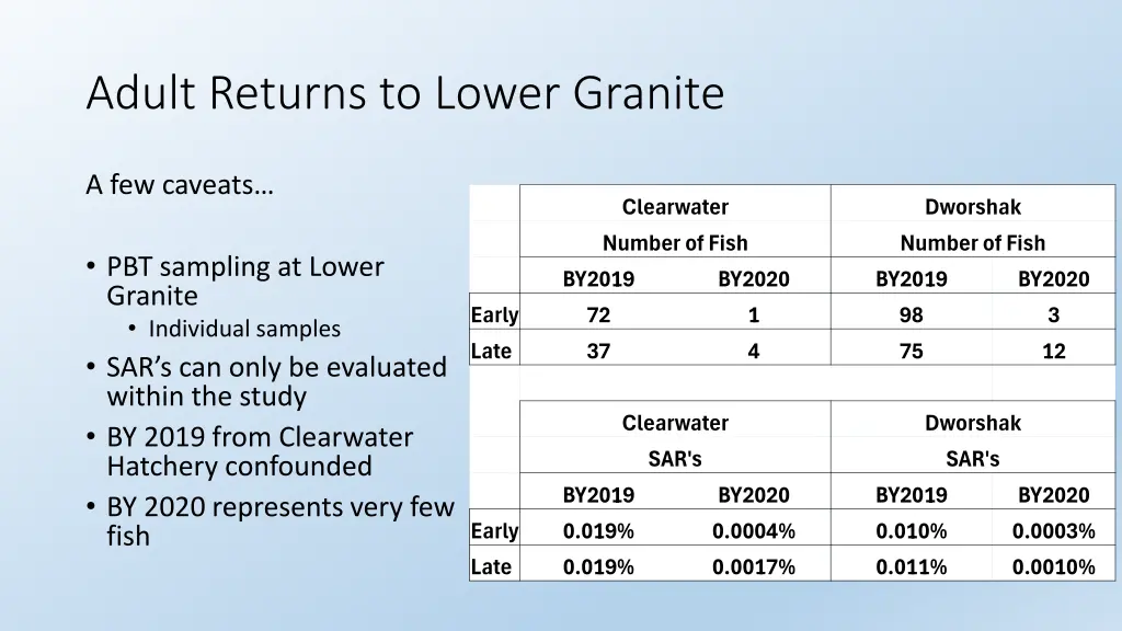 adult returns to lower granite