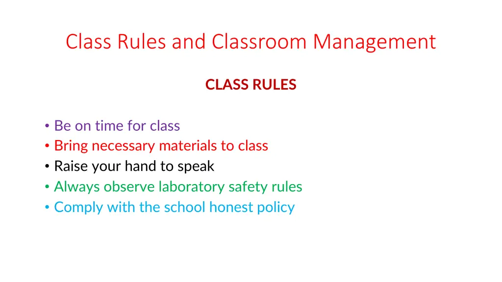 class rules and classroom management