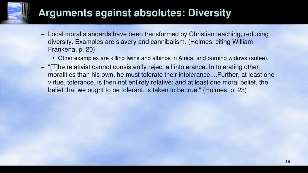 arguments against absolutes diversity 1