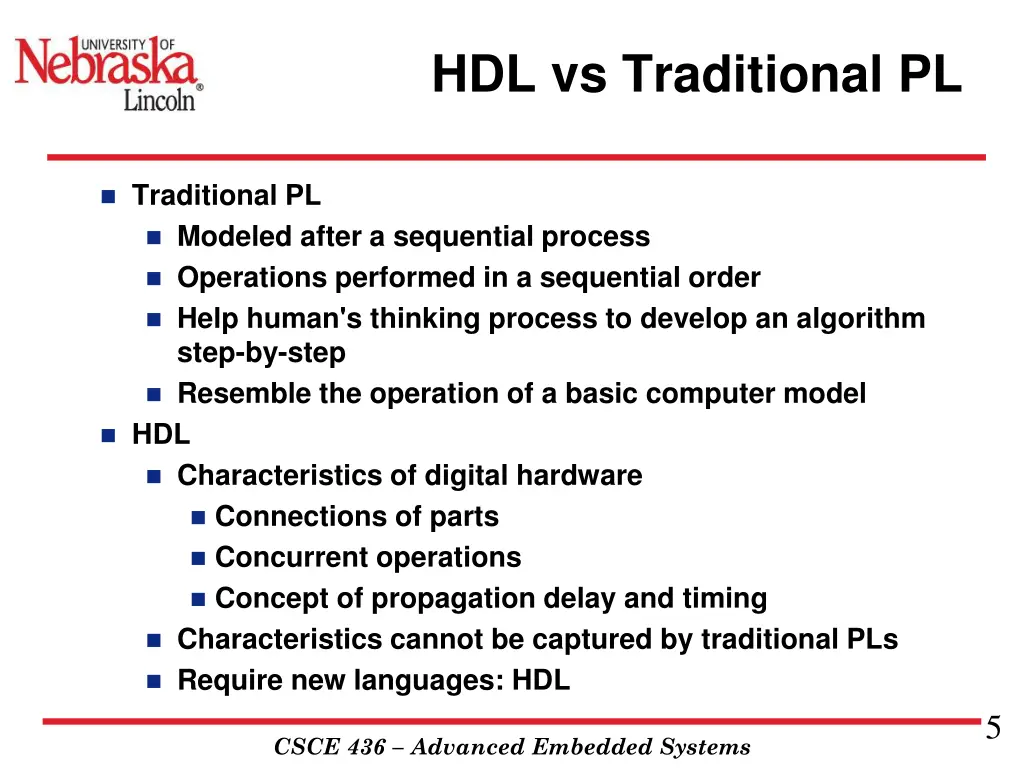 hdl vs traditional pl