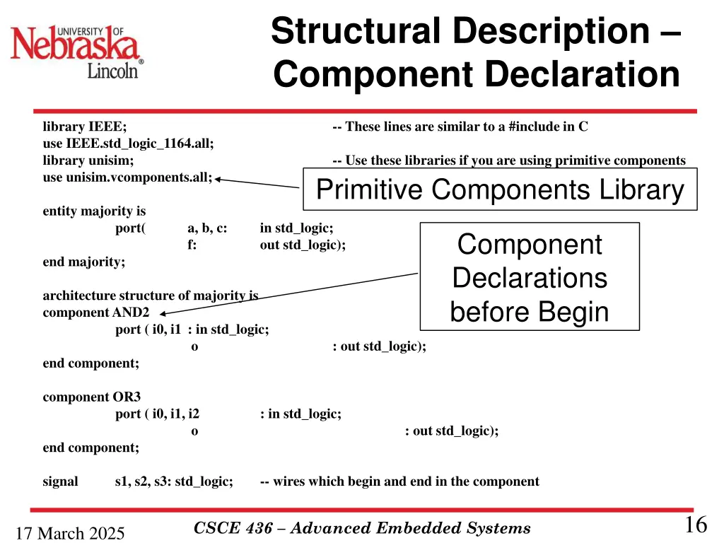 structural description component declaration