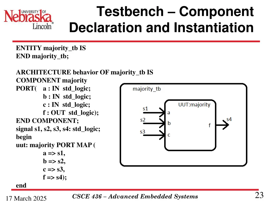 testbench component declaration and instantiation