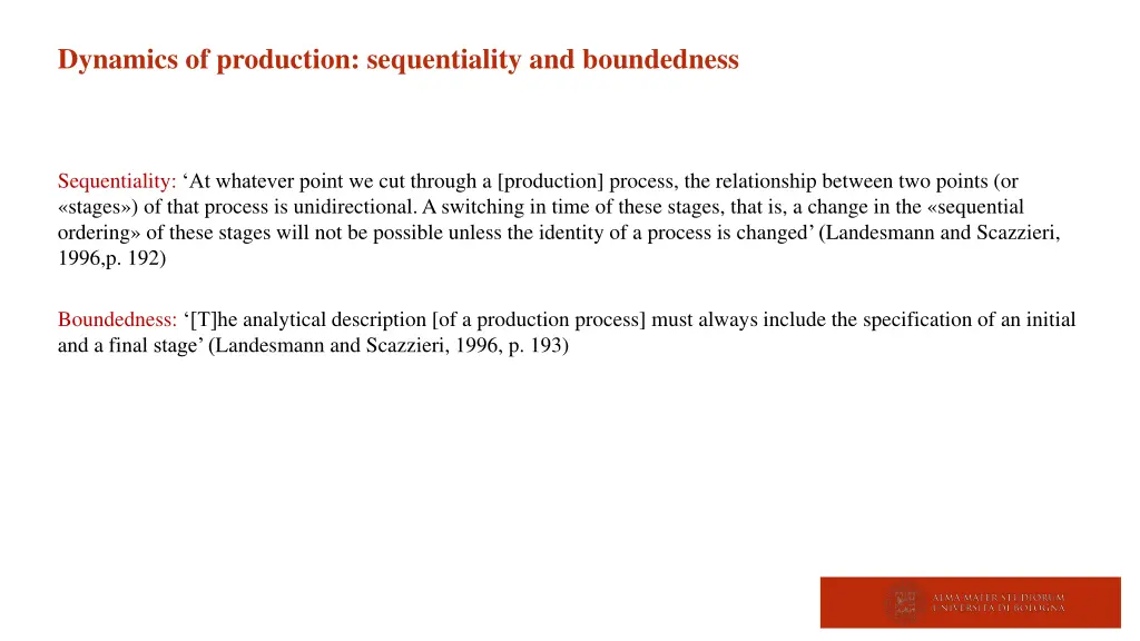 dynamics of production sequentiality