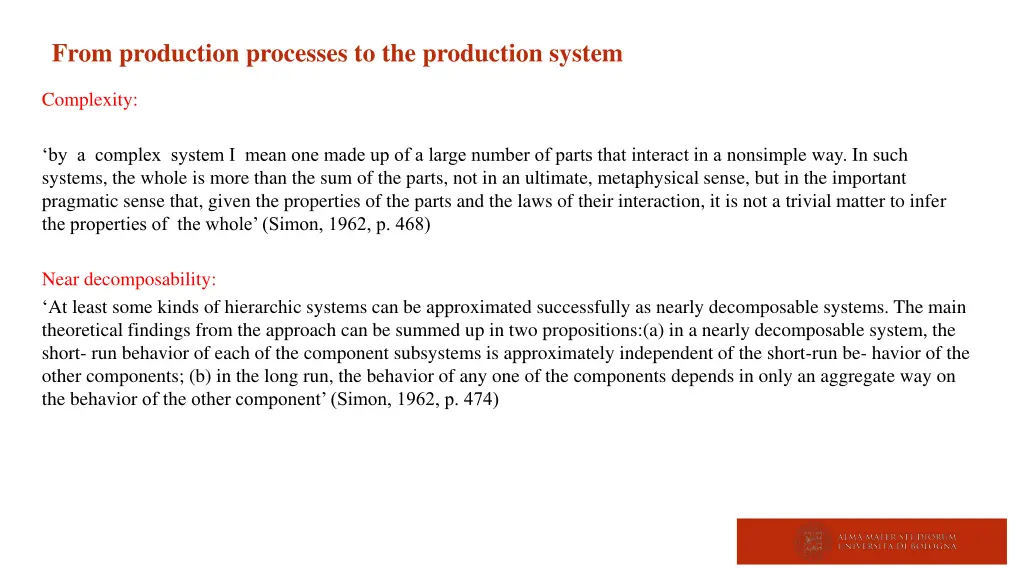 from production processes to the production system
