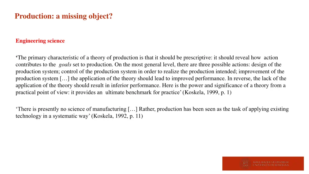 production a missing object 1