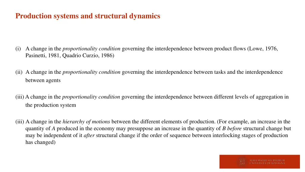 production systems and structural dynamics