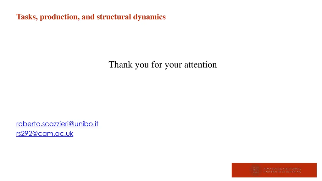 tasks production and structural dynamics 1