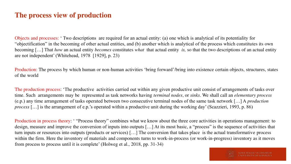 the process view of production