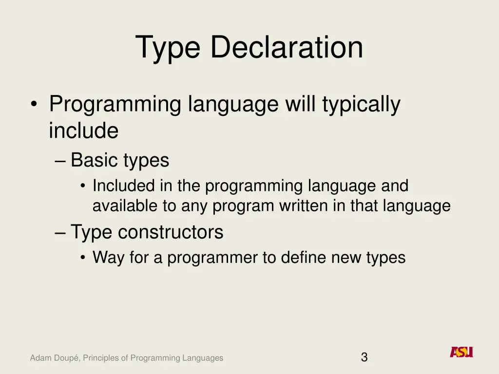 type declaration