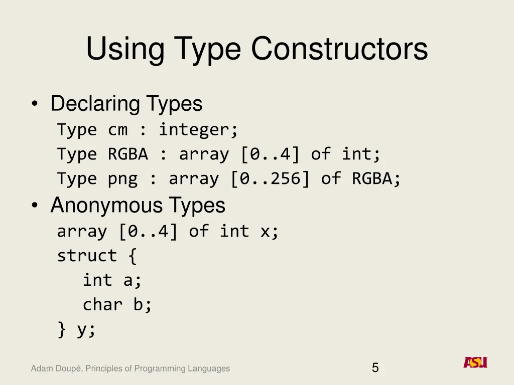 using type constructors