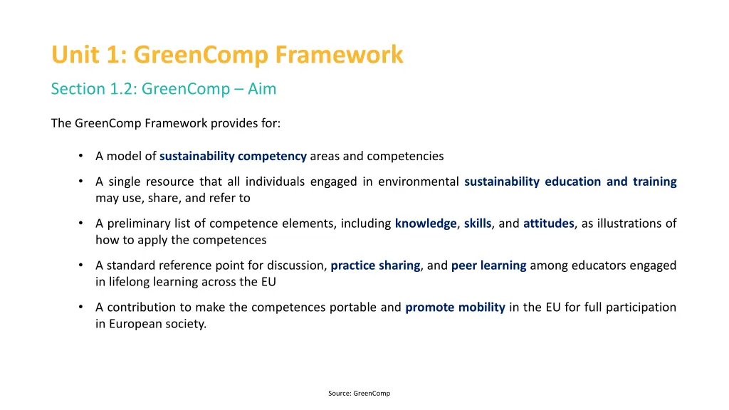 unit 1 greencomp framework 3