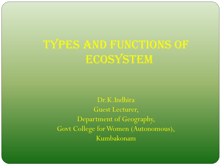 types and functions of ecosystem