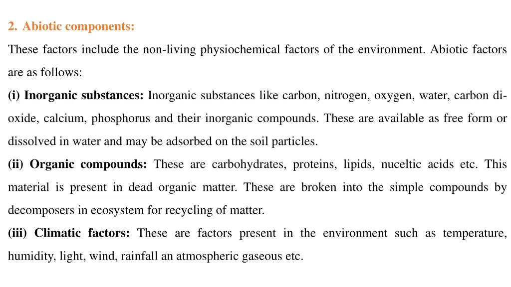 2 abiotic components