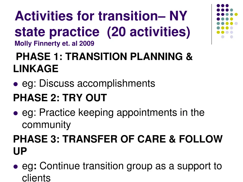 activities for transition ny state practice