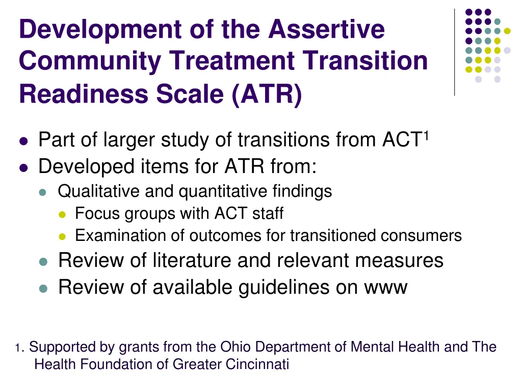 development of the assertive community treatment