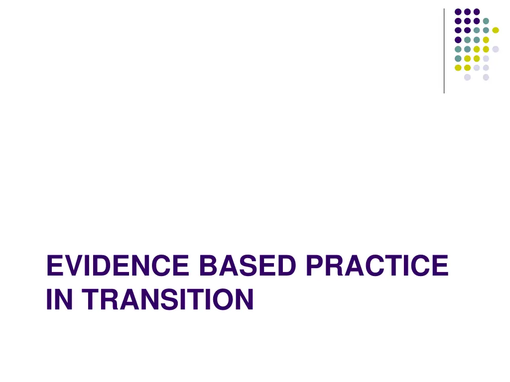 evidence based practice in transition