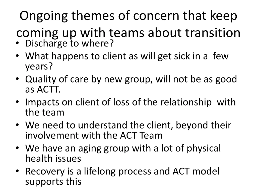 ongoing themes of concern that keep coming