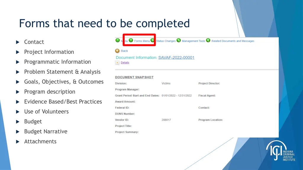 forms that need to be completed