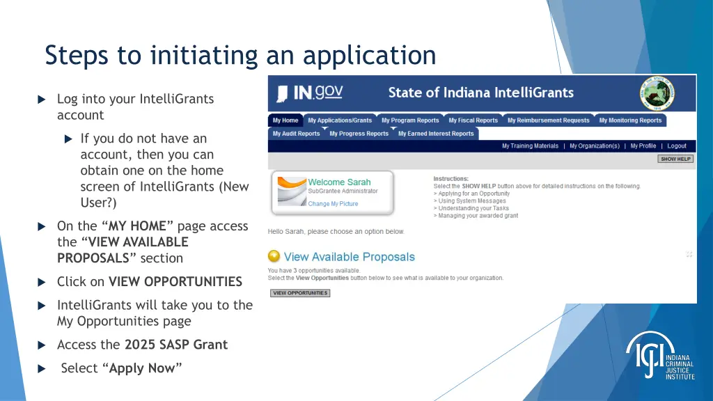 steps to initiating an application