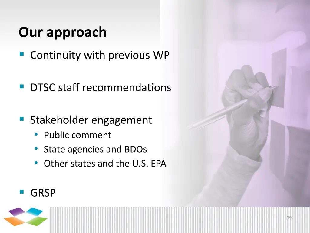 our approach continuity with previous wp