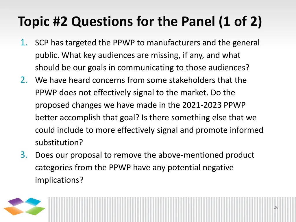 topic 2 questions for the panel 1 of 2